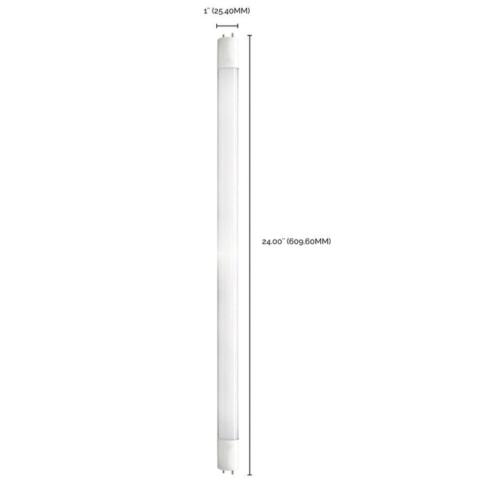 SATCO 9 Watt - 24 Inch - T8 LED - 3500K - Medium Bi Pin base - 82 CRI - 50000 Average rated hours -Type B Ballast Bypass - 1100 Lumens - Assembled in the USA S11981