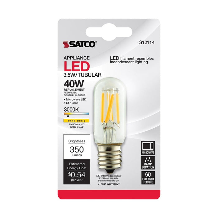 SATCO 3.5 Watt - T7 LED - Clear - Intermediate base - 3000K - 350 Lumens - 120 Volt - Carded S12114