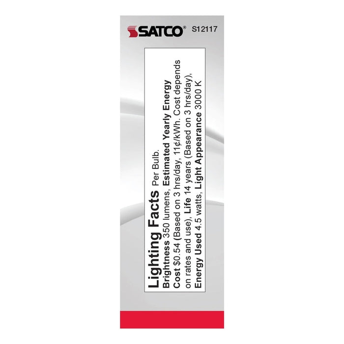 SATCO 4.5 Watt - B11 LED - Frosted - 350 Lumens - 3000K - European base - 120 Volt S12117