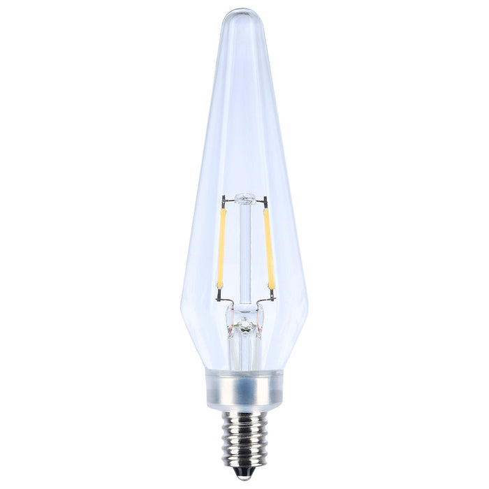 2 Watt Prismatic HX11 LED - 2700K CCT - Candelabra Base - 120 Volt - Clear Finish - 2-Card - 12-Pack