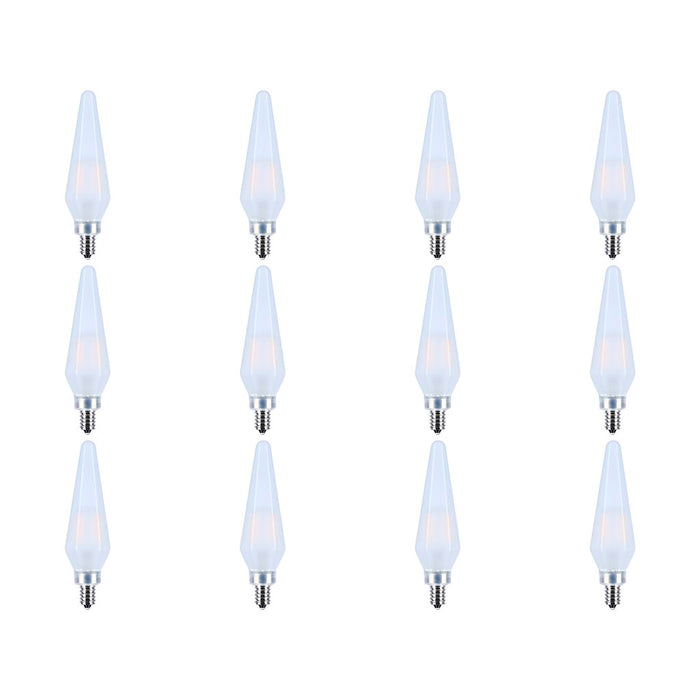 2 Watt Prismatic HX11 LED - 2700K CCT - Candelabra Base - 120 Volt - Frost Finish - 2-Card - 12-Pack