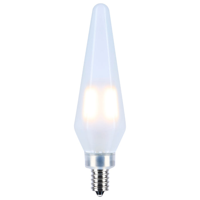 2 Watt Prismatic HX11 LED - 2700K CCT - Candelabra Base - 120 Volt - Frost Finish - 2-Card - 12-Pack