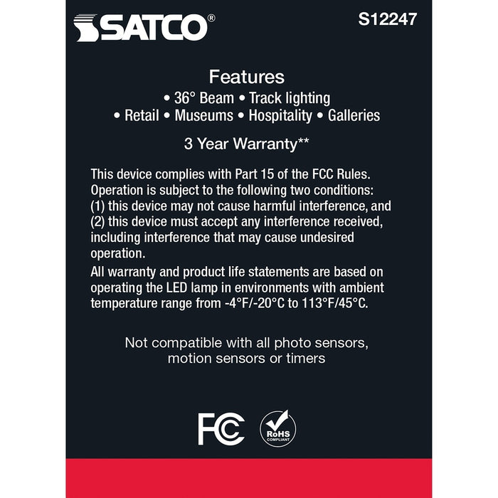 SATCO 12 Watt - AR111 - COB LED - 900 Lumens - G53 Base - 80 CRI - 3000K - 12 Volt - 36 Degree - Floodlight Bulb S12247