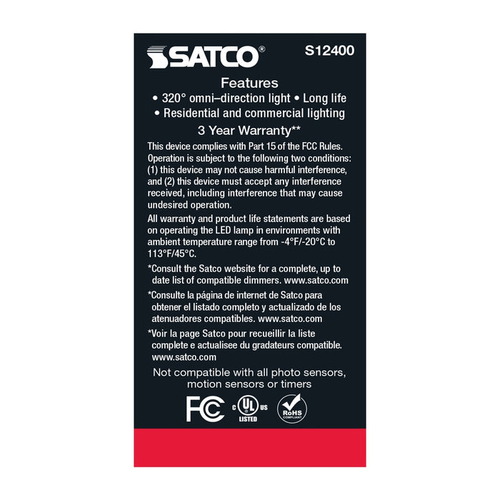 5 Watt LED A15 - Clear - Medium Base - 2700K - 90 CRI - 120 Volt -  6 Pack