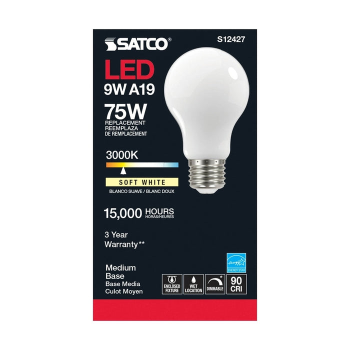 SATCO 11 Watt LED A19 - Soft White - Medium Base - 3000K - 90 CRI - 120 Volt S12427