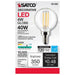 SATCO 4 Watt G16.5 LED - Clear - Candelabra base - 90 CRI - 4000K - 120 Volt S21206