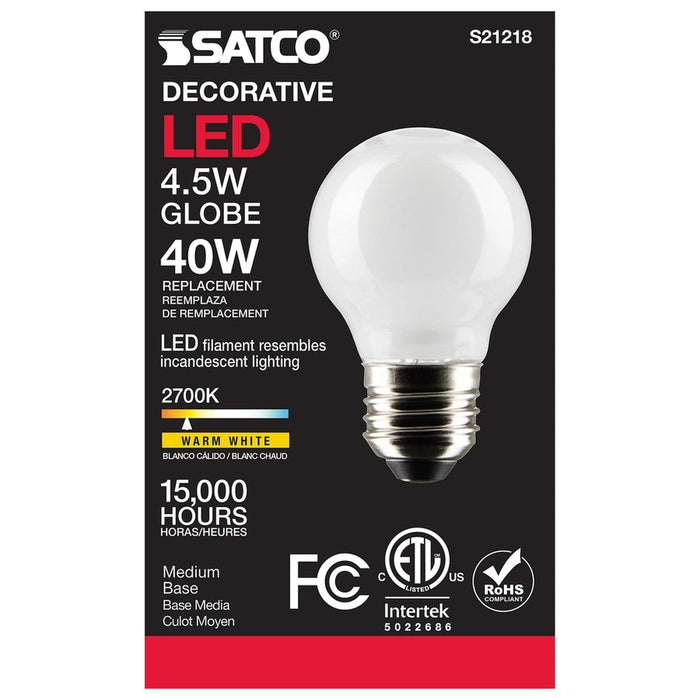 SATCO 4.5 Watt G16.5 LED - White - Medium base - 90 CRI - 2700K - 120 Volt S21218