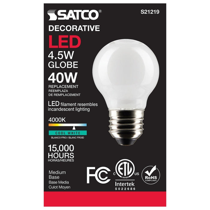 SATCO 4.5 Watt G16.5 LED - White - Medium base - 90 CRI - 4000K - 120 Volt S21219