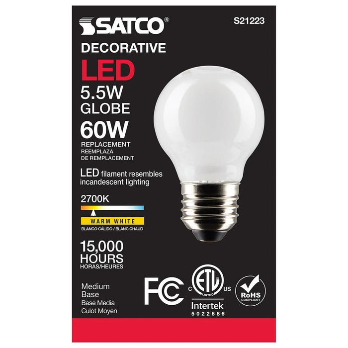 SATCO 5.5 Watt G16.5 LED - White - Medium base - 90 CRI - 2700K - 120 Volt S21223