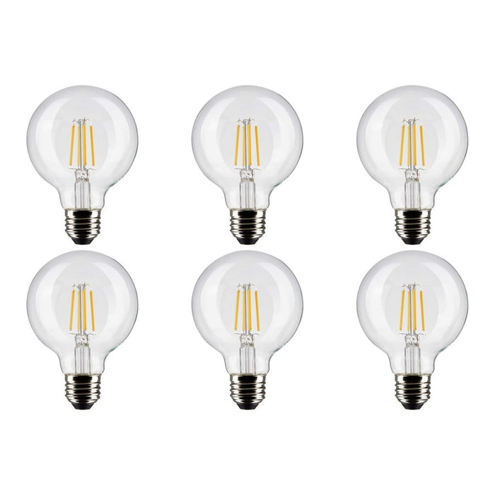 6 Watt G25 LED - Clear - Medium base - 90 CRI - 3000K - 120 Volt - 6-Pack