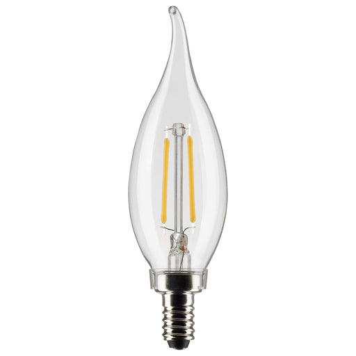 SATCO 3 Watt CA10 LED - Clear - Candelabra base - 90 CRI - 2700K - 120 Volt S21294