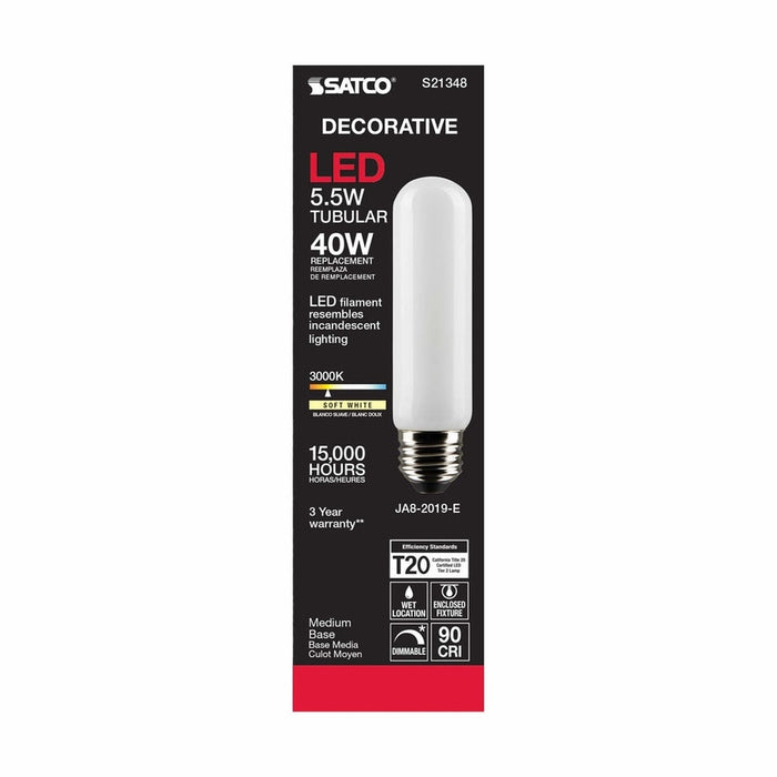 SATCO 5.5 Watt T10 LED - Frost - Medium base - 90 CRI - 3000K - 120 Volt S21348