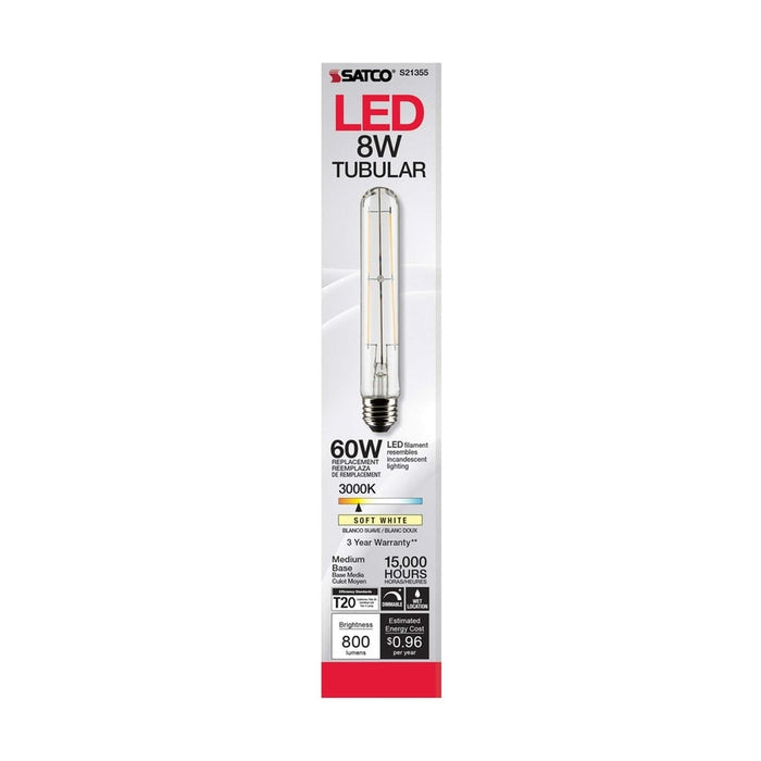 SATCO 8 Watt T9 LED - Clear - Medium base - 90 CRI - 3000K - 120 Volt S21355