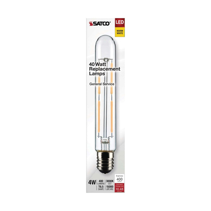 SATCO 4 Watt T6.5 LED - Clear - Intermediate Base - 3000K - 400 Lumens - 120 Volt S21370