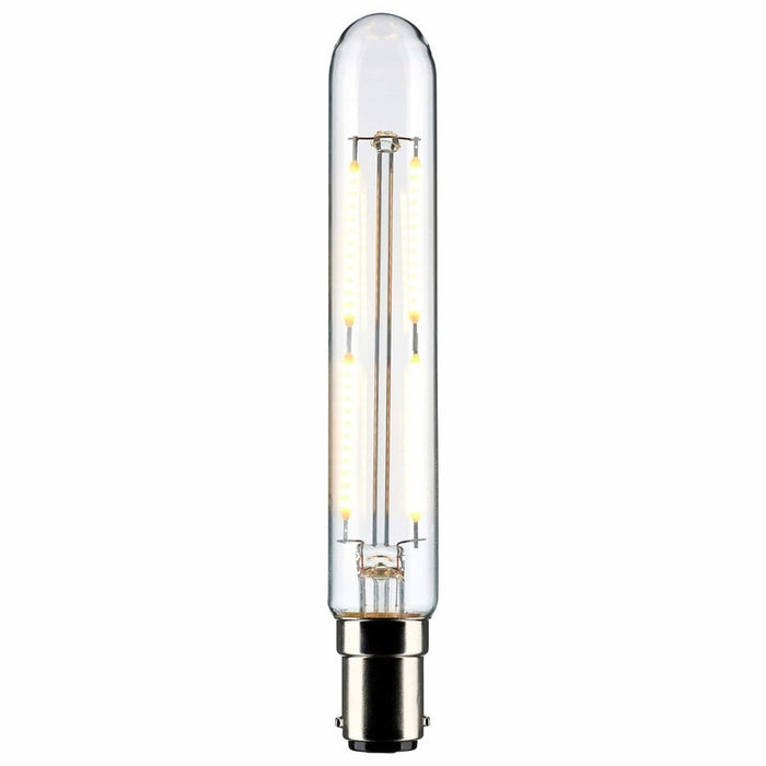 SATCO 4 Watt T6.5 LED - Clear - Double Contact Bayonet Base - 3000K - 400 Lumens - 120 Volt S21374