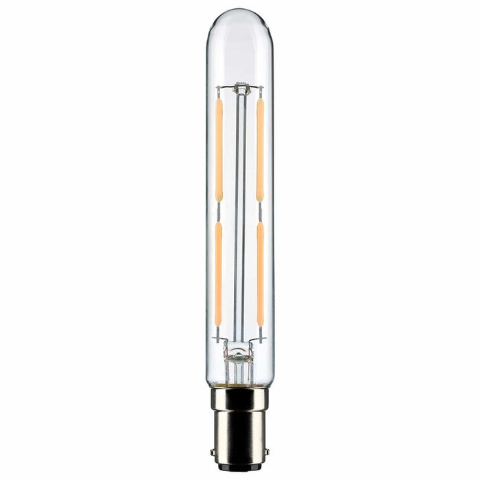 SATCO 4 Watt T6.5 LED - Clear - Double Contact Bayonet Base - 3000K - 400 Lumens - 120 Volt S21374