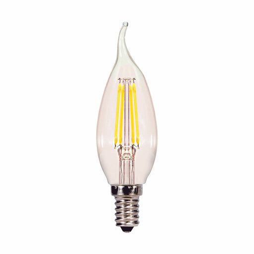 SATCO 4.5 Watt CA10 LED - Clear - Candelabra base - 5000K - 120 Volt - 2-Card S21722