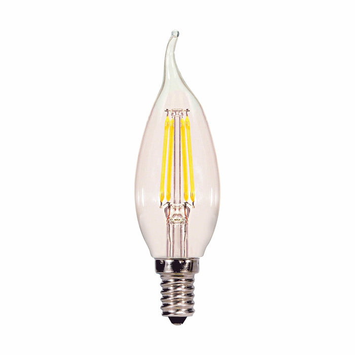 SATCO 4.5 Watt CA10 LED - Clear - Candelabra base - 5000K - 120 Volt - 2-Card S21722