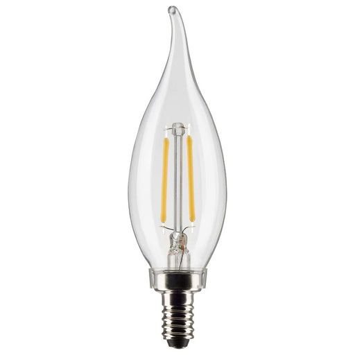 SATCO 3 Watt CA10 LED - Clear - Candelabra Base - 2700K - 200 Lumens - 120 Volt - 2-Pack S21839