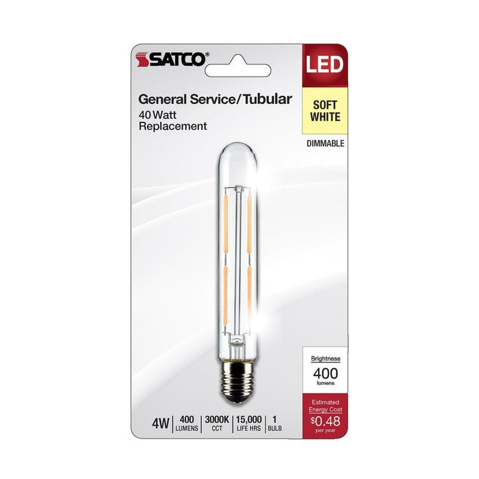 SATCO 4 Watt T6.5 LED - Clear - Intermediate Base - 3000K - 400 Lumens - 120 Volt S21860