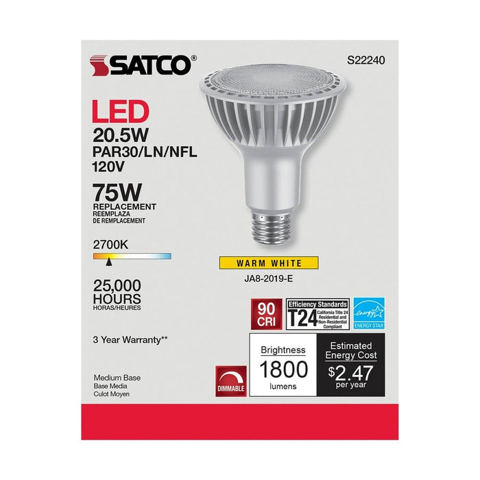 SATCO 20.5 Watt PAR30 High Lumen LED - Long Neck - 2700K - Medium base - 120 Volt S22240