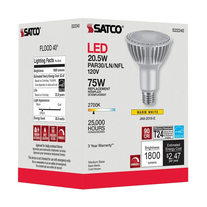 SATCO 20.5 Watt PAR30 High Lumen LED - Long Neck - 2700K - Medium base - 120 Volt S22240