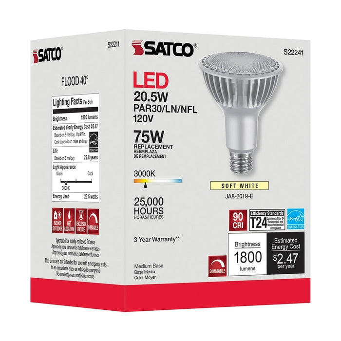 SATCO 20.5 Watt PAR30 High Lumen LED - Long Neck - 3000K - Medium base - 120 Volt S22241