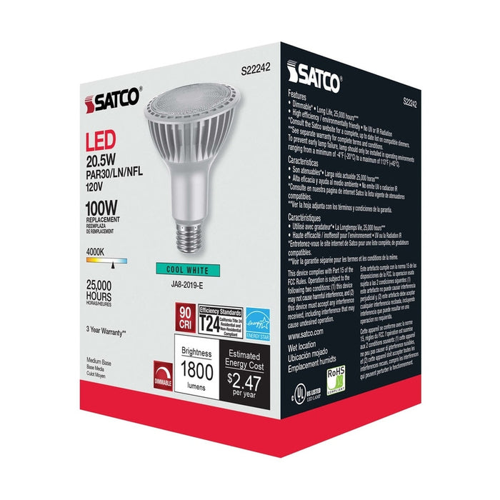 SATCO 20.5 Watt PAR30 High Lumen LED - Long Neck - 4000K - Medium base - 120 Volt S22242