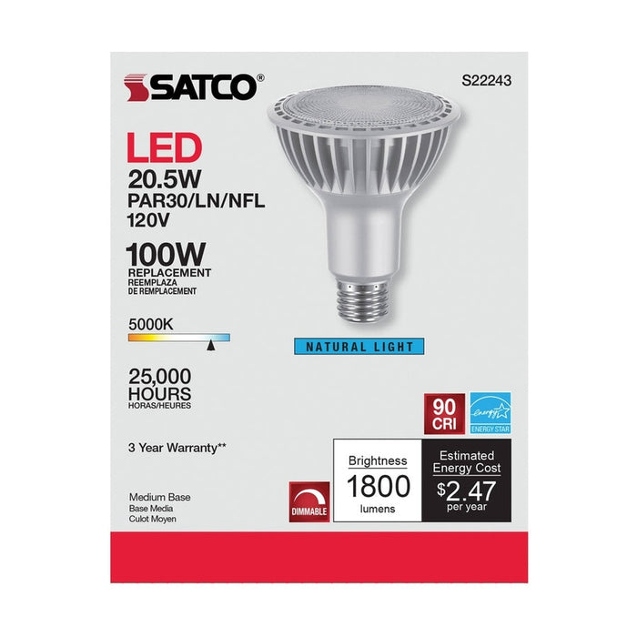 SATCO 20.5 Watt PAR30 High Lumen LED - Long Neck - 5000K - Medium base - 120 Volt S22243