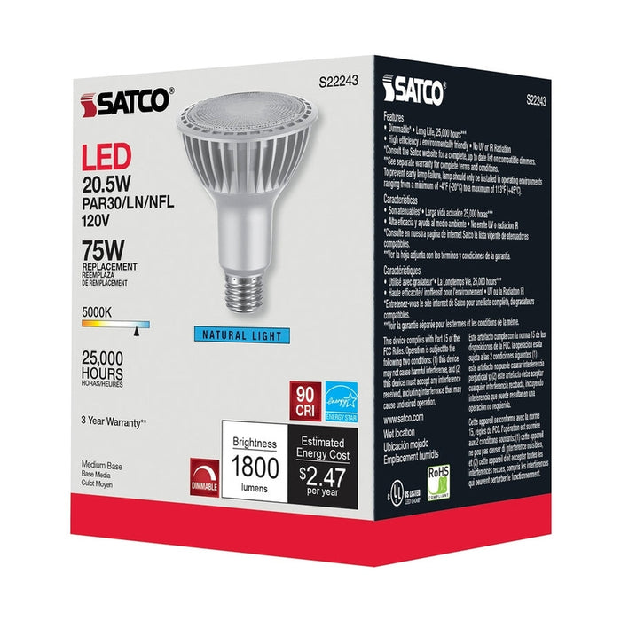 SATCO 20.5 Watt PAR30 High Lumen LED - Long Neck - 5000K - Medium base - 120 Volt S22243