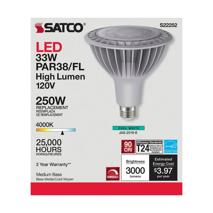 SATCO 33 Watt PAR38 High Lumen LED - 4000K - Medium base - 120 Volt S22252