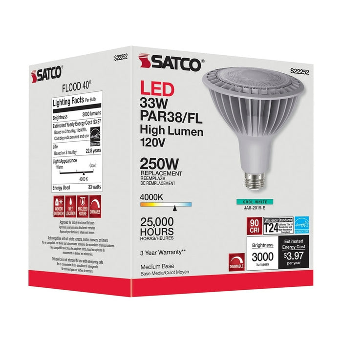 SATCO 33 Watt PAR38 High Lumen LED - 4000K - Medium base - 120 Volt S22252