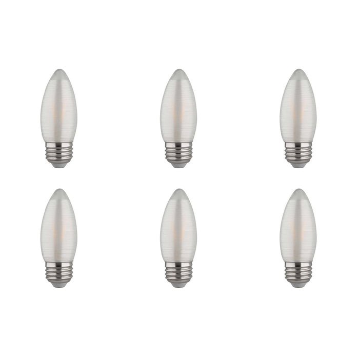 2W C11 LED - Satin Spun - Clear - Medium base - 2700K - 120 Lumens - 120V - 6PK