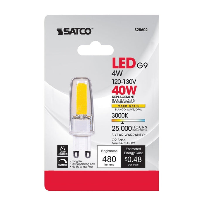 SATCO 4 Watt - JCD LED - 3000K - G9 base - 120-130 Volt - Carded S28602