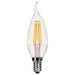 SATCO 4 Watt CA11 LED - Clear - Candelabra base - 2700K - 350 Lumens - 120 Volt - Carded S28614