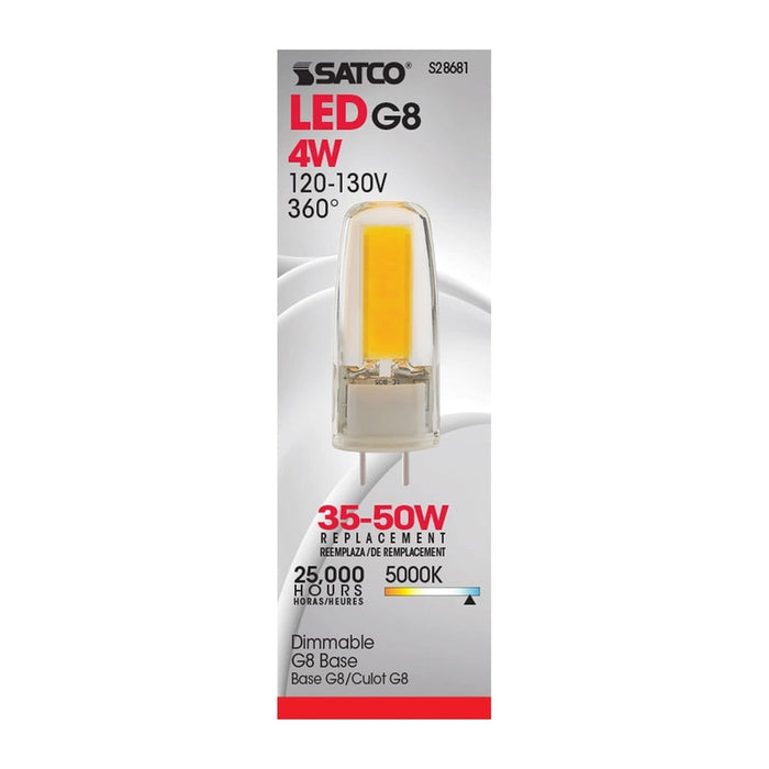 SATCO 4 Watt - JC LED - Clear - 5000K - G8 base - 120-130 Volt S28681