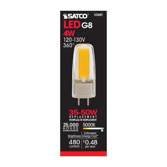 SATCO 4 Watt - JC LED - Clear - 5000K - G8 base - 120-130 Volt S28681