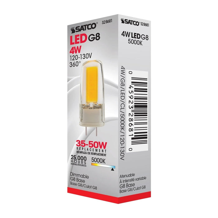 SATCO 4 Watt - JC LED - Clear - 5000K - G8 base - 120-130 Volt S28681