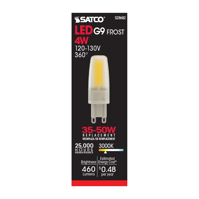 SATCO 4 Watt - JCD LED - Frost - 3000K - G9 base - 120-130 Volt - 20-Pack S28682-20