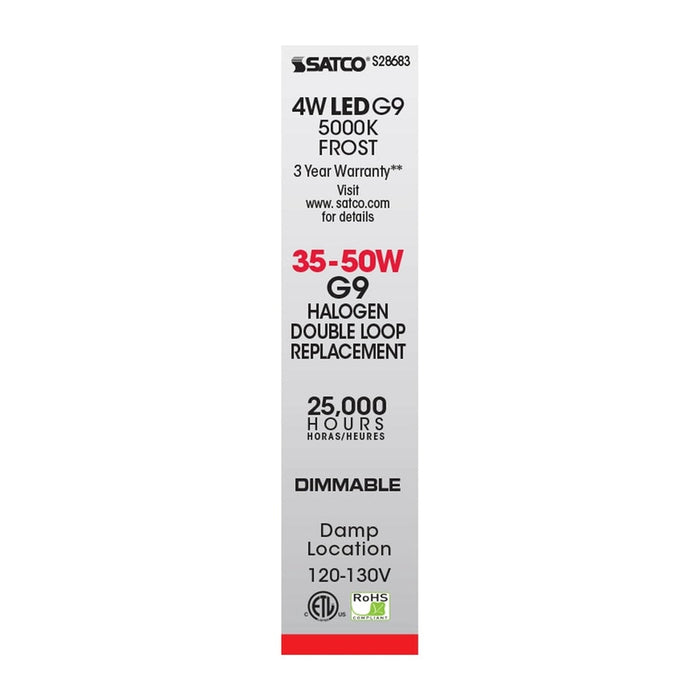 SATCO 4 Watt - JCD LED - Frost - 5000K - G9 base - 120-130 Volt S28683