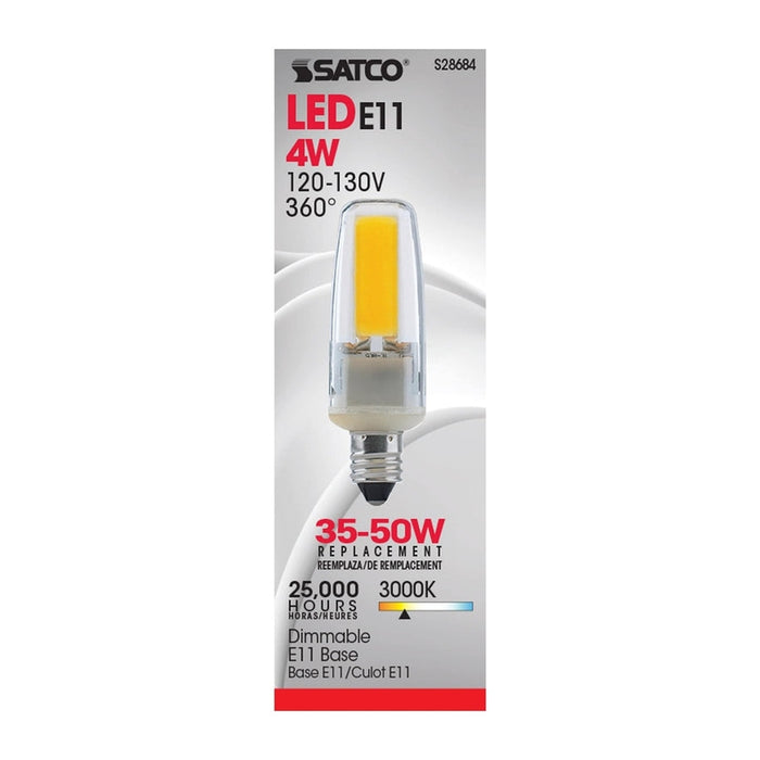 SATCO 4 Watt - LED - 3000K - Clear - Mini Candelabra base - 120-130 Volt S28684