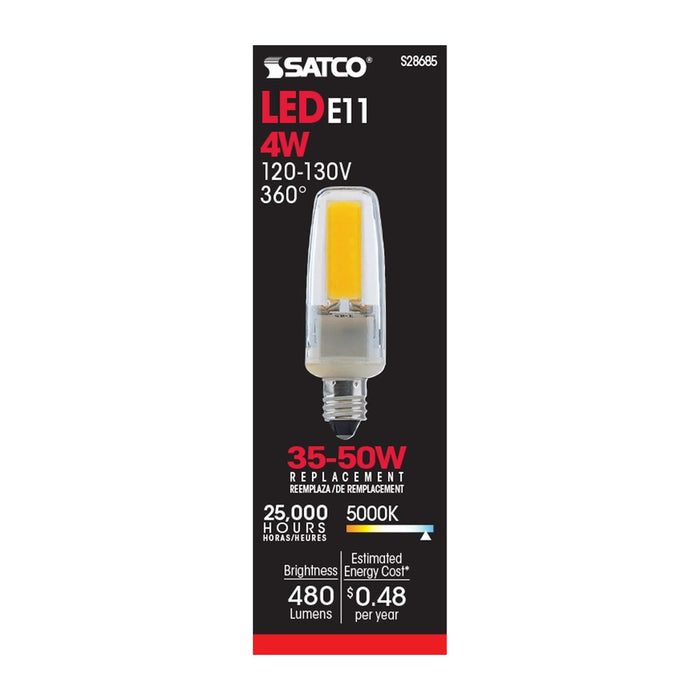 SATCO 4 Watt - LED - 5000K - Clear - Mini Candelabra base - 120-130 Volt S28685