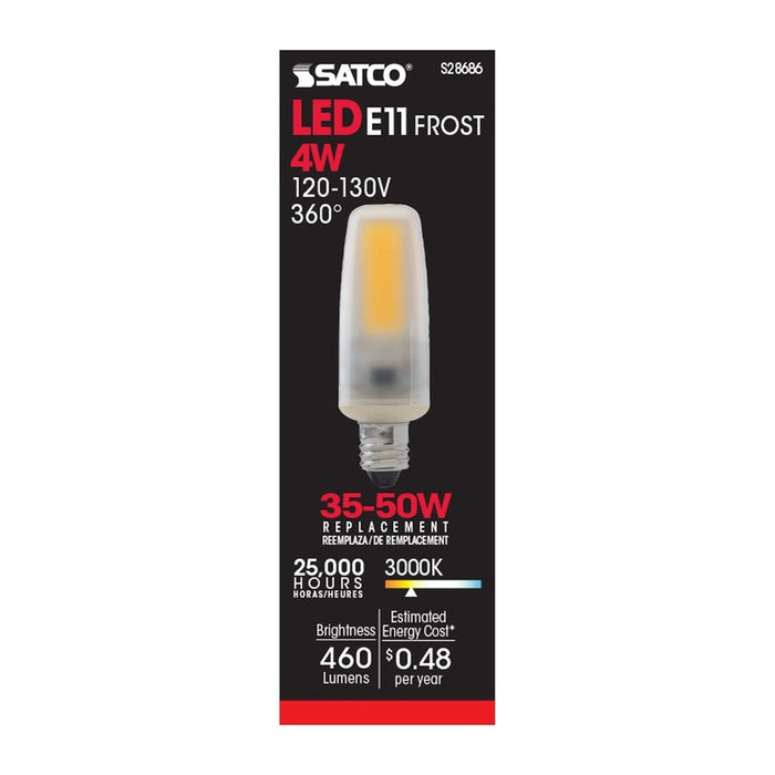 SATCO 4 Watt - LED - 3000K - Frosted - Mini Candelabra base - 120-130 Volt S28686