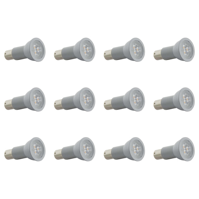 3W - R12 LED - 3000K - Bayonet Single Contact Base - 12V - 12-Pack