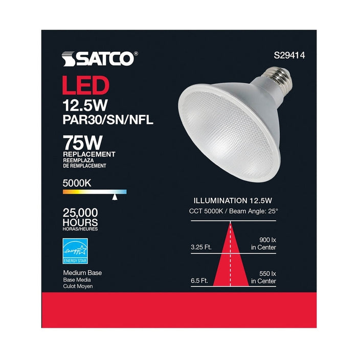 SATCO 12.5 Watt - PAR30SN LED - 5000K - 25 deg. Beam Angle - Medium base - 120 Volt S29414