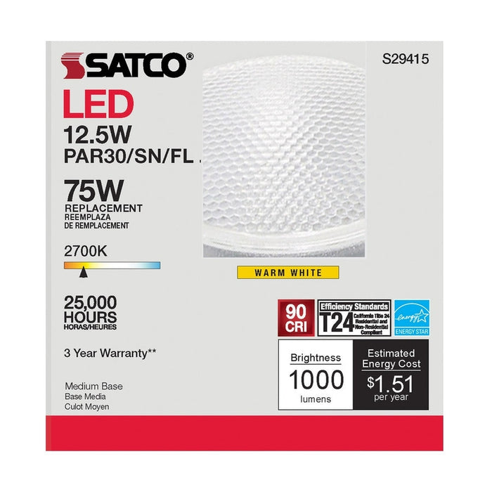 SATCO 12.5 Watt - PAR30SN LED - 2700K - 40 deg. Beam Angle - Medium base - 120 Volt S29415