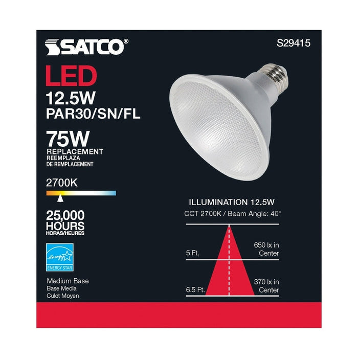 SATCO 12.5 Watt - PAR30SN LED - 2700K - 40 deg. Beam Angle - Medium base - 120 Volt S29415