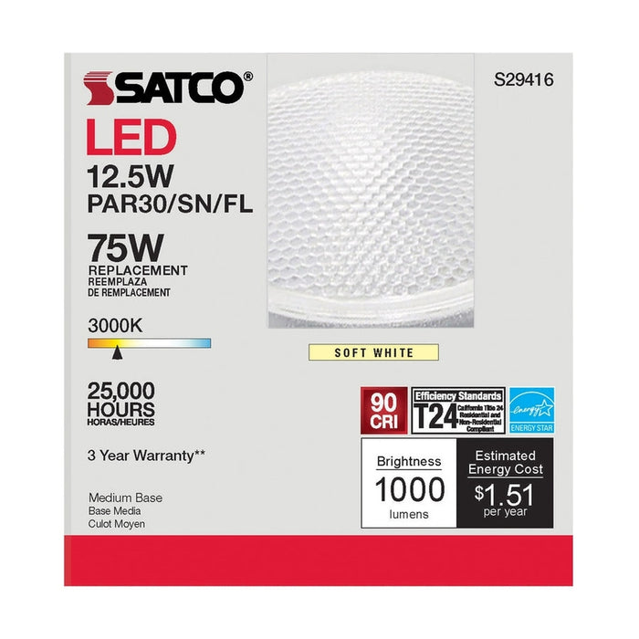 SATCO 12.5 Watt - PAR30SN LED - 3000K - 40 deg. Beam Angle - Medium base - 120 Volt S29416