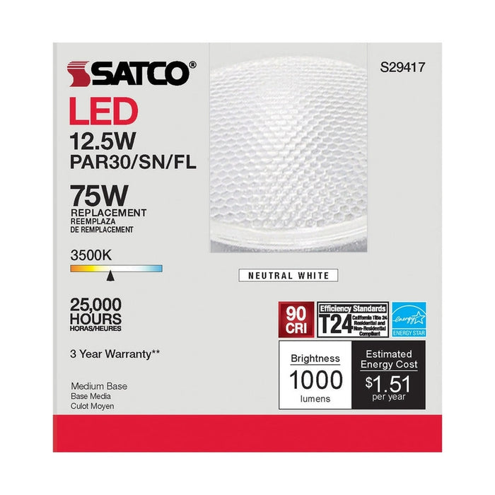 SATCO 12.5 Watt - PAR30SN LED - 3500K - 40 deg. Beam Angle - Medium base - 120 Volt S29417