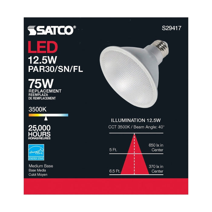 SATCO 12.5 Watt - PAR30SN LED - 3500K - 40 deg. Beam Angle - Medium base - 120 Volt S29417